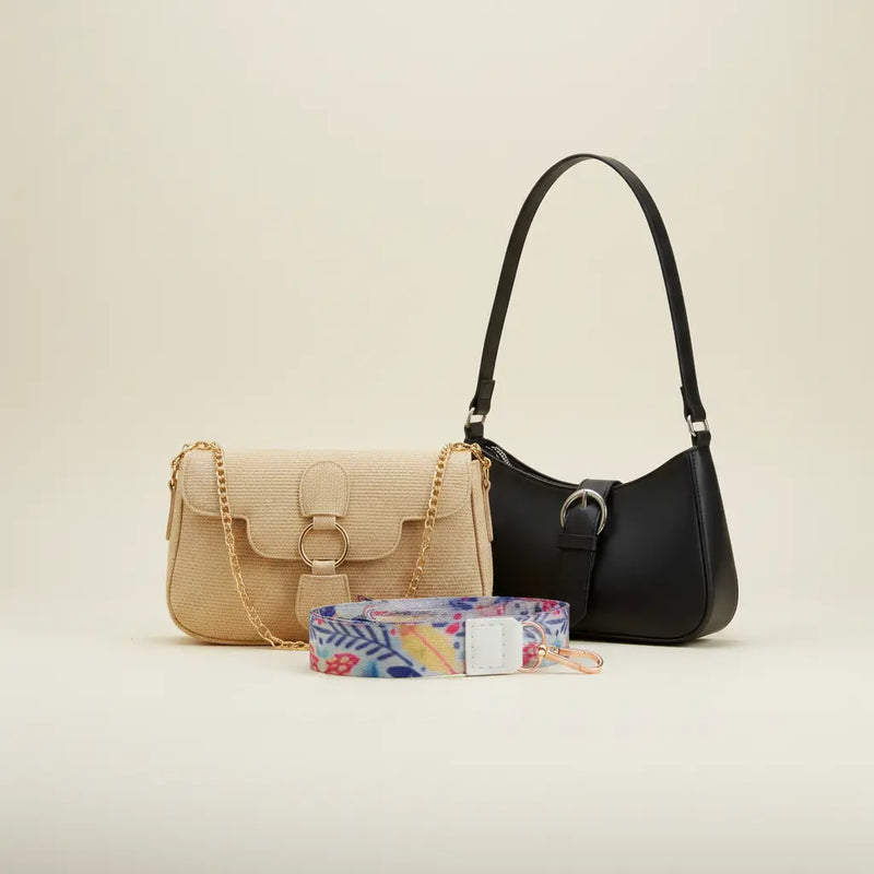 Luxury Everyday Bag Combo-Crossbody + Top Handle + Floral Strap