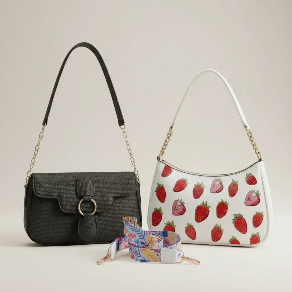 Luxury Everyday Bag Combo-Crossbody + Top Handle + Floral Strap
