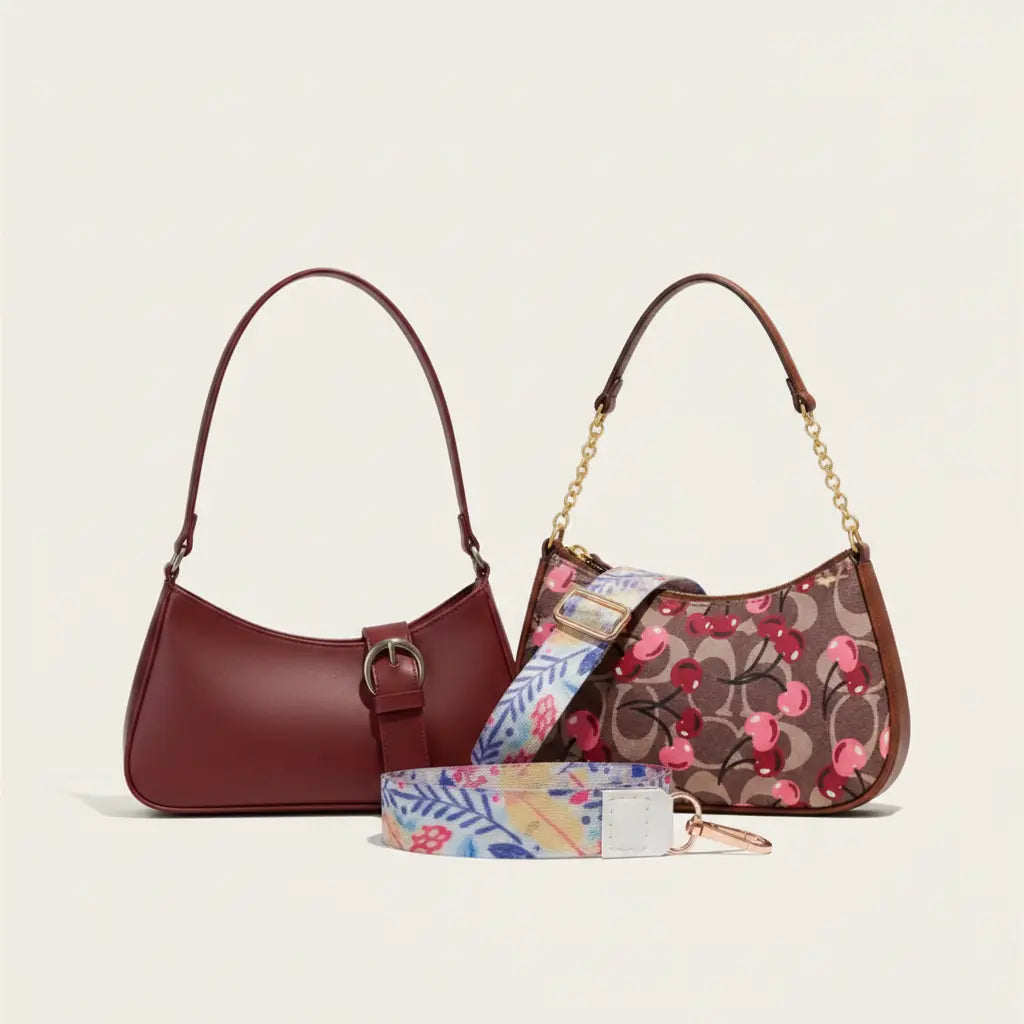 Luxury Everyday Bag Combo-Crossbody + Top Handle + Floral Strap