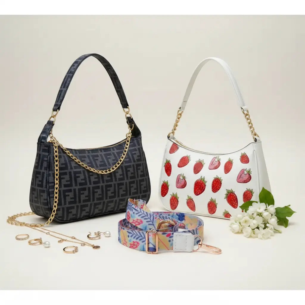 Luxury Everyday Bag Combo-Crossbody + Top Handle + Floral Strap