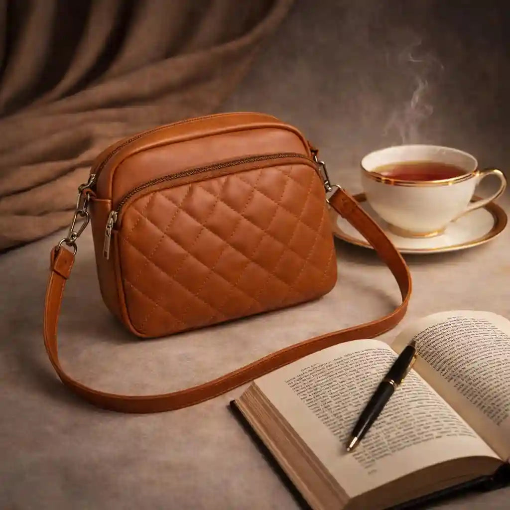 3-Zipper Women’s Crossbody Brown Bag CAR-7 | Elegant & Stylish Design