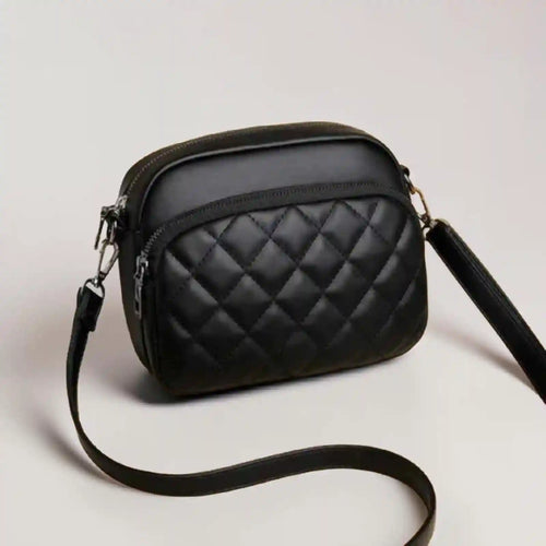 3-Zipper Women’s Crossbody Black Bag CAR-7 | Elegant & Stylish Design