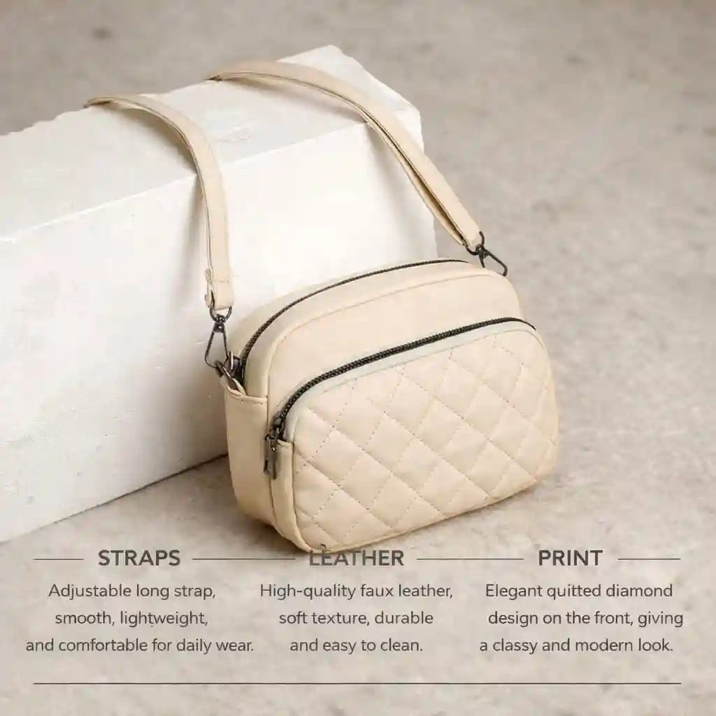 3-Zipper Women’s Crossbody Skin Bag CAR-7 | Elegant & Stylish Design