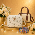 Luxury Everyday Bag Combo-Crossbody + Top Handle + Floral Strap
