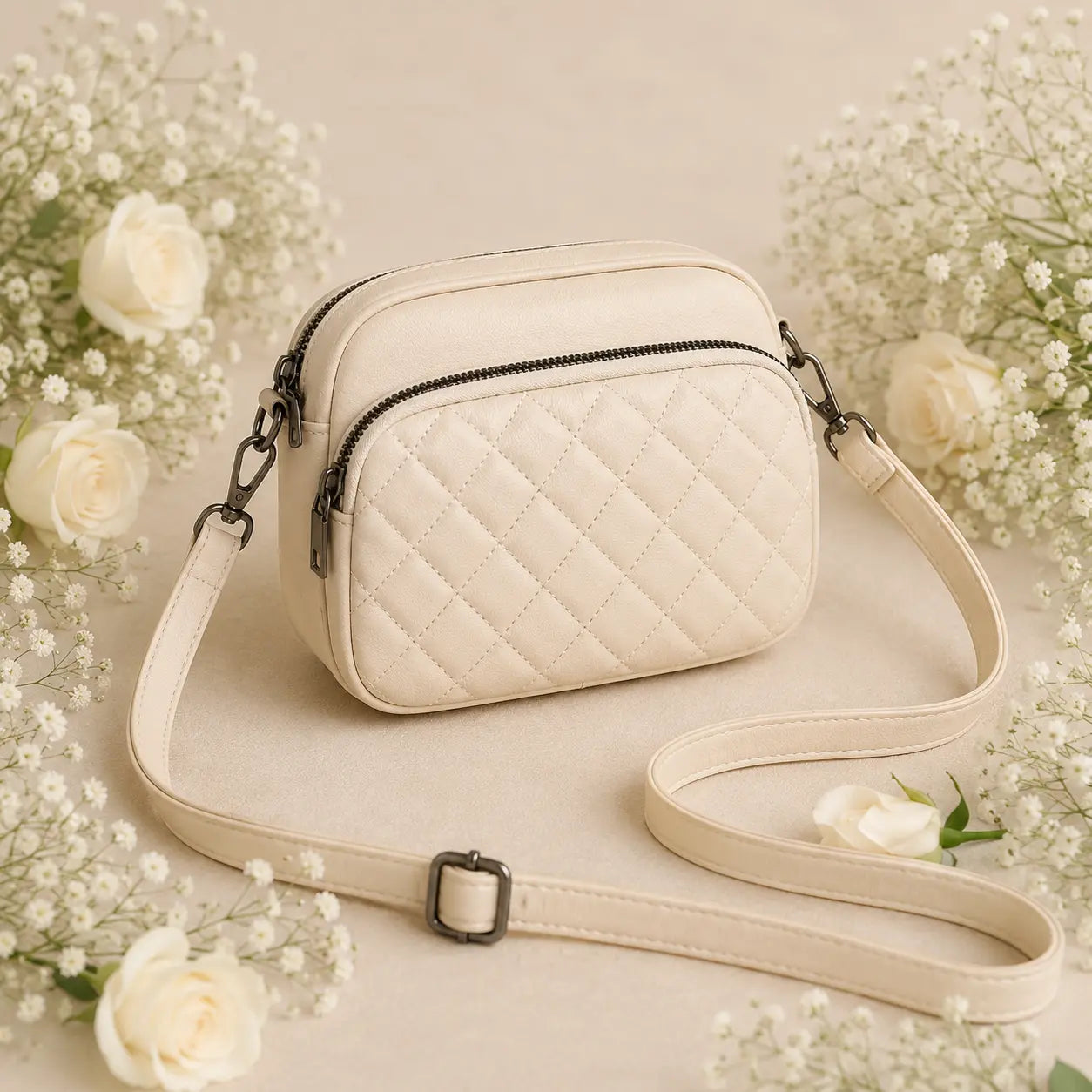 3-Zipper Women’s Crossbody Skin Bag CAR-7 | Elegant & Stylish Design