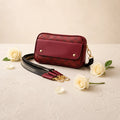 Reddish Geometric PU Leather Crossbody Bag with Stylish Strap