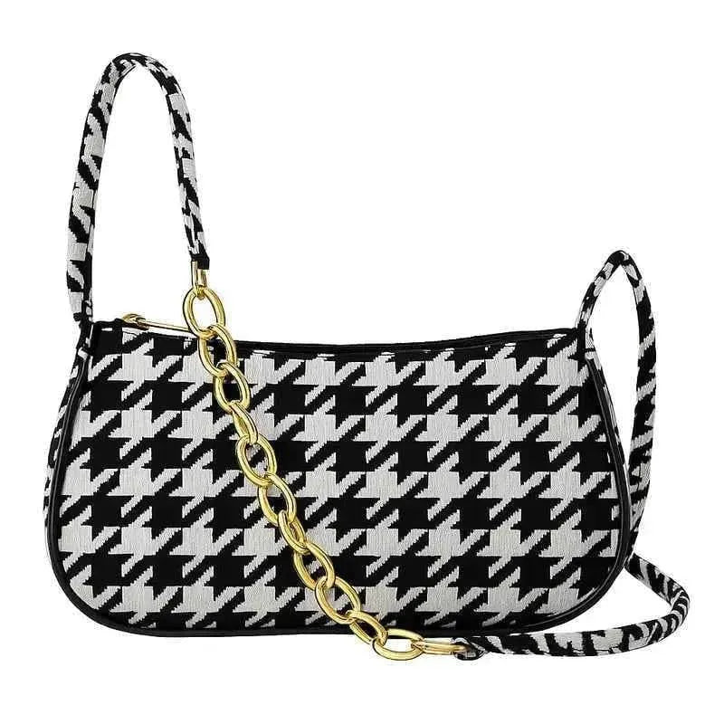 Black & White Houndstooth Shoulder Bag-Trendy Women’s Handbag in Pakistan