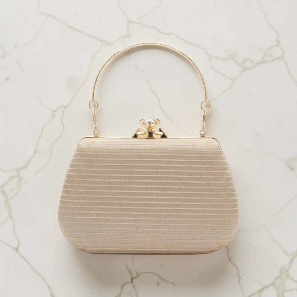 Crystal Crown Gold Evening Clutch with Chain Strap Luxury Bag