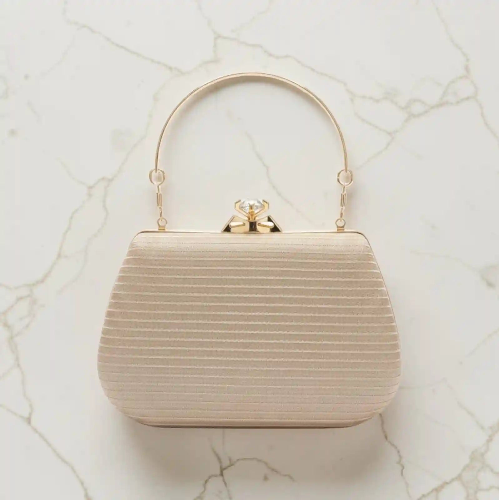 Crystal Crown Gold Evening Clutch with Chain Strap Luxury Bag
