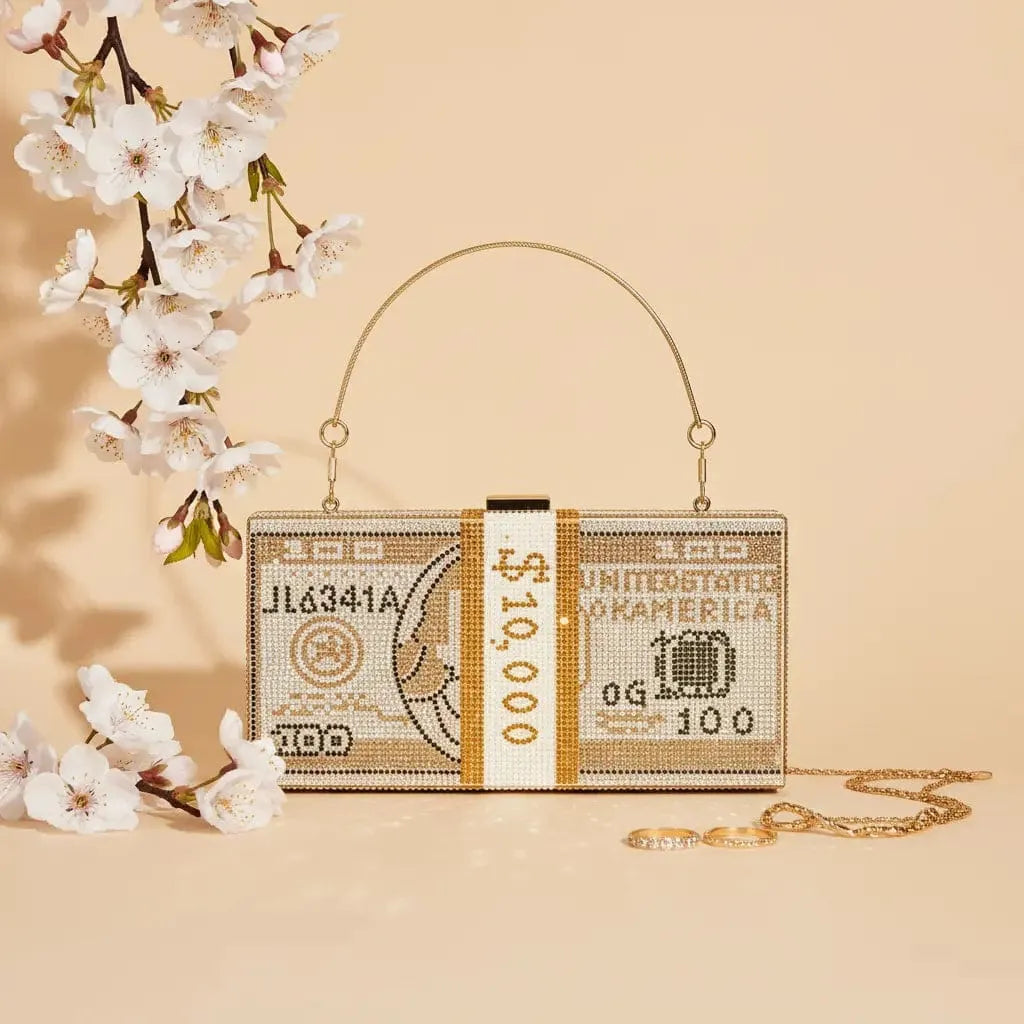 Rich Girl Golden Dollar Clutch | Designer Evening Bag