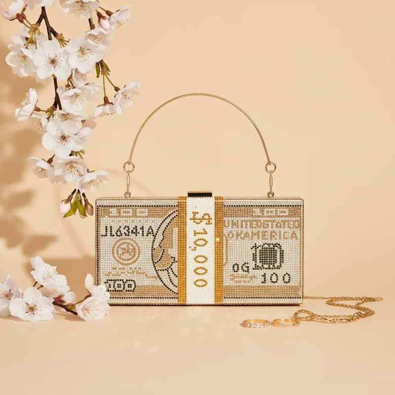 Rich Girl Golden Dollar Clutch | Designer Evening Bag