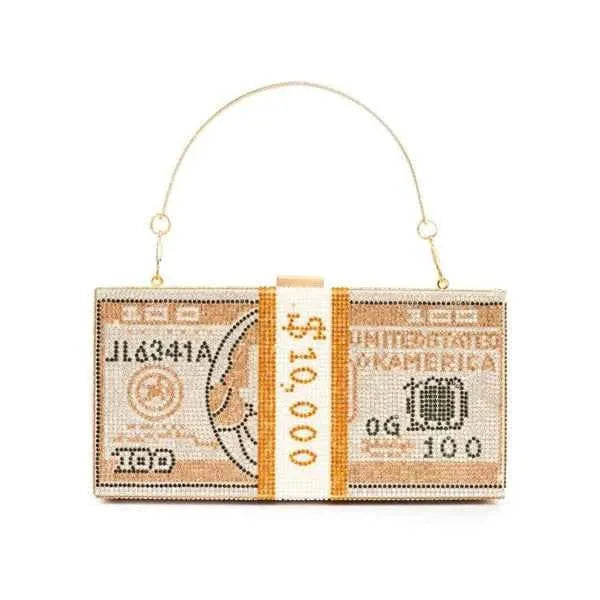 Rich Girl Golden Dollar Clutch | Designer Evening Bag