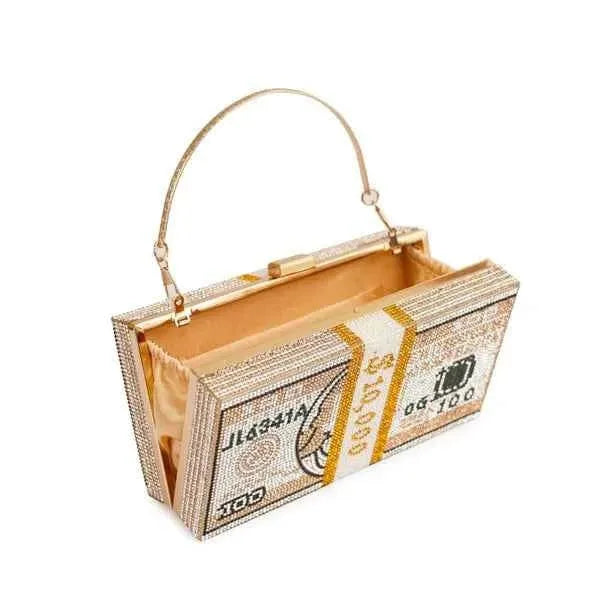 Rich Girl Golden Dollar Clutch | Designer Evening Bag