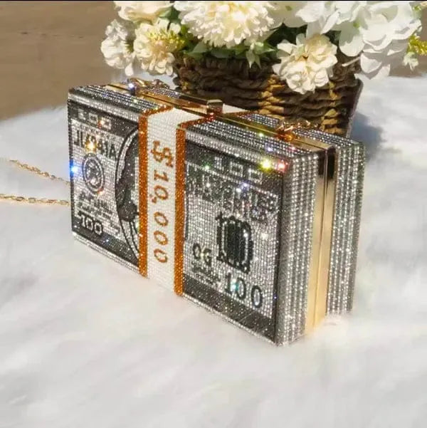 Rich Girl Silver Dollar Clutch | Designer Evening Bag