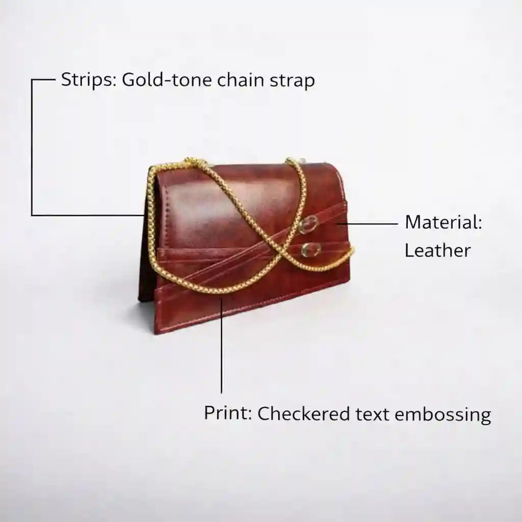 Elegant Red Leather Clutch Bag with Gold Chain Strap