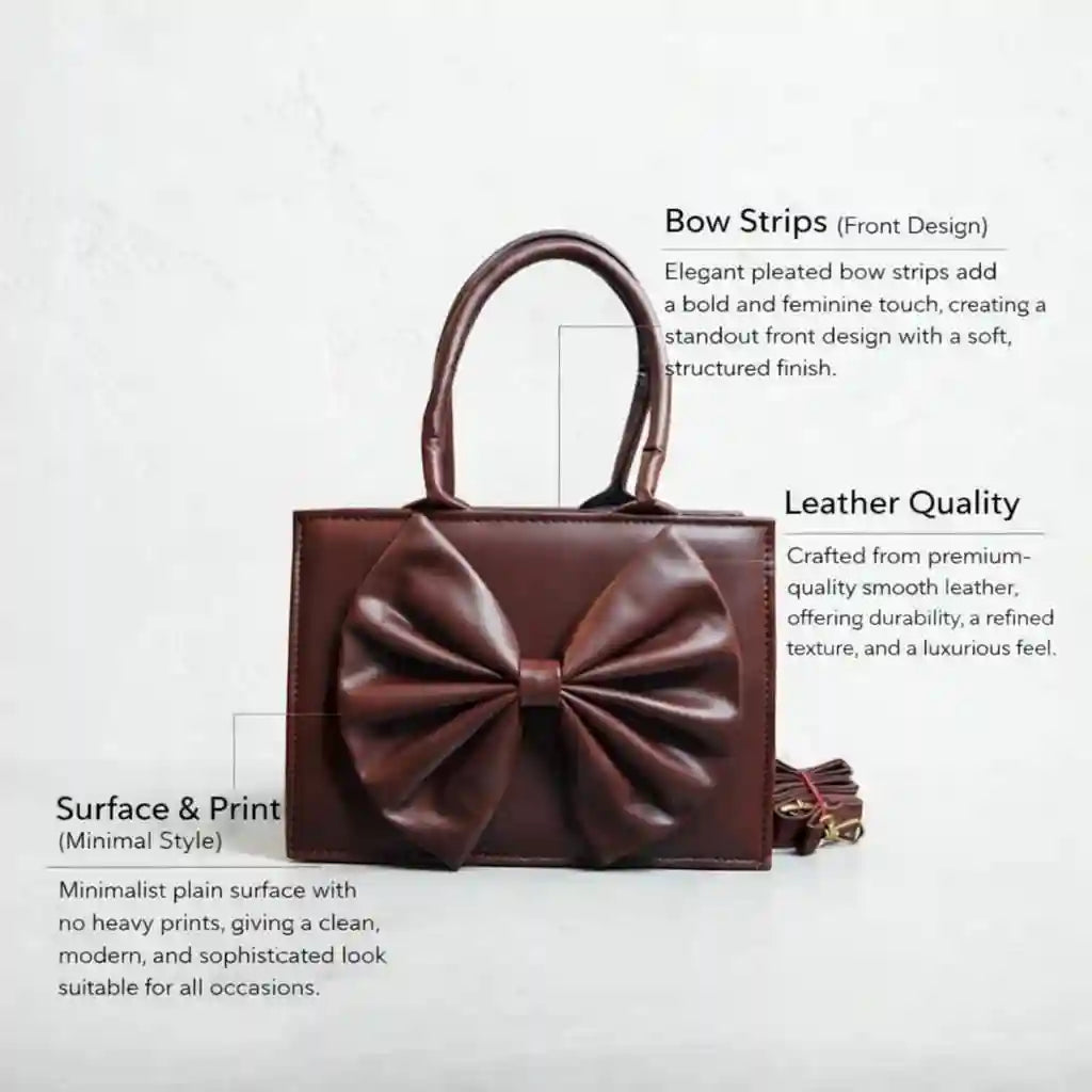 Fleur Bow Dark Brown Handbag for Women - In Pakistan