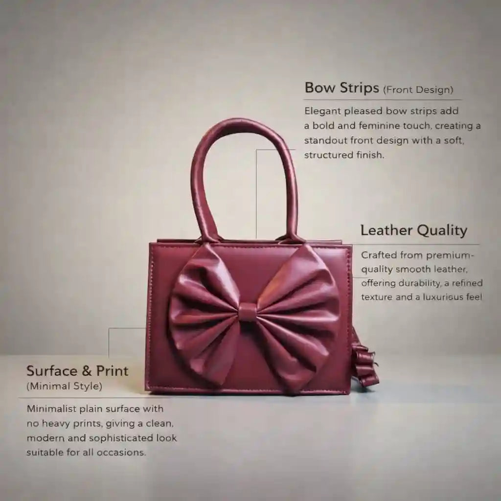 Fleur Bow Maroon Handbag for Women - In Pakistan