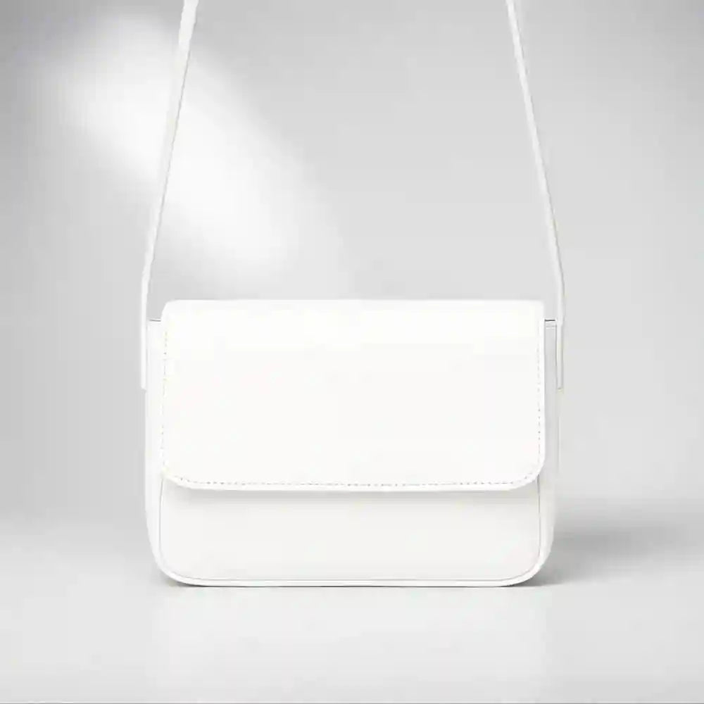 Magnetic Button Strap Women’s Crossbody Bag Stylish White