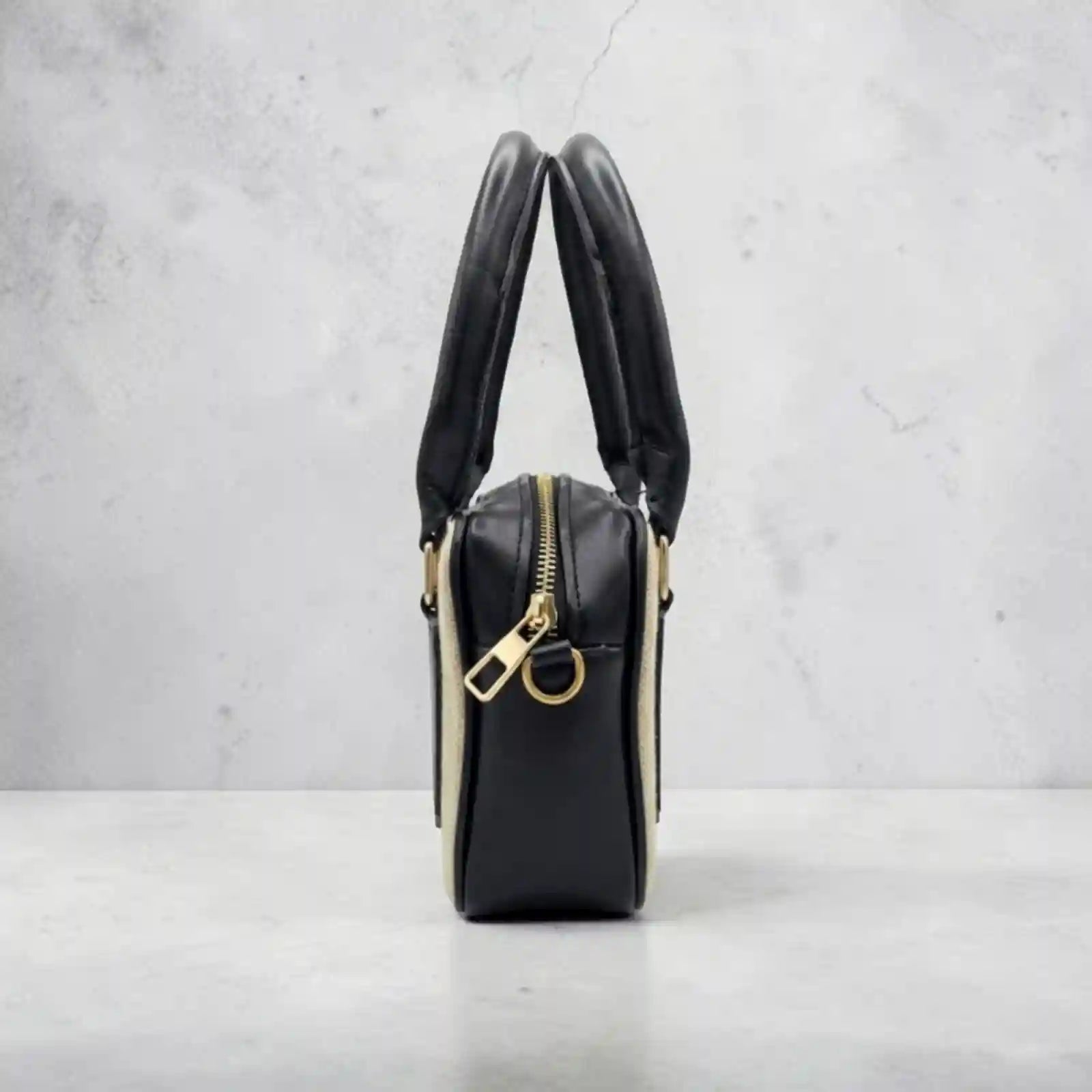 Noor Classic Black Handbag – Elegant Top Handle Bag with Long Strap for Women & Girls