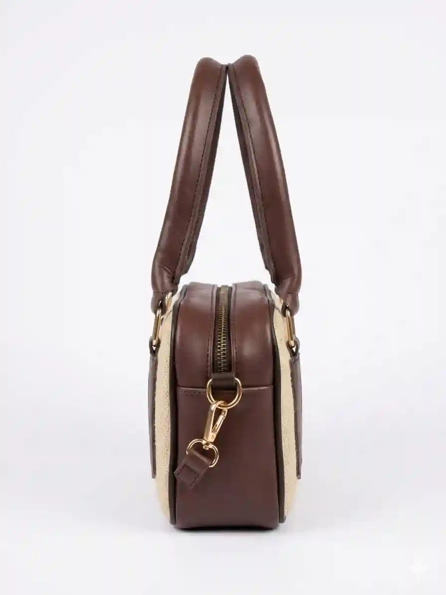 Noor Classic Brown Handbag – Elegant Top Handle Bag with Long Strap for Women & Girls
