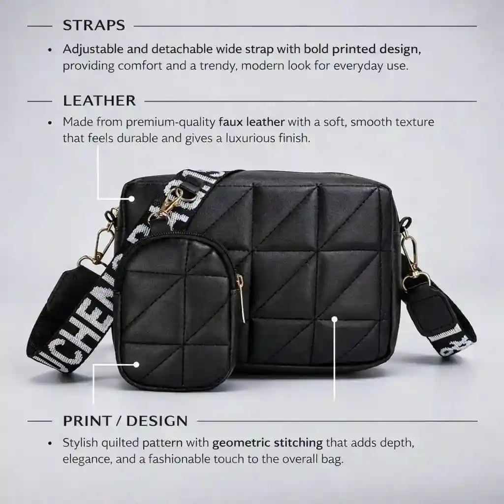 Urban Glint Crossbody Black Bag CAR-5 Stylish Women’s Bag Pakistan