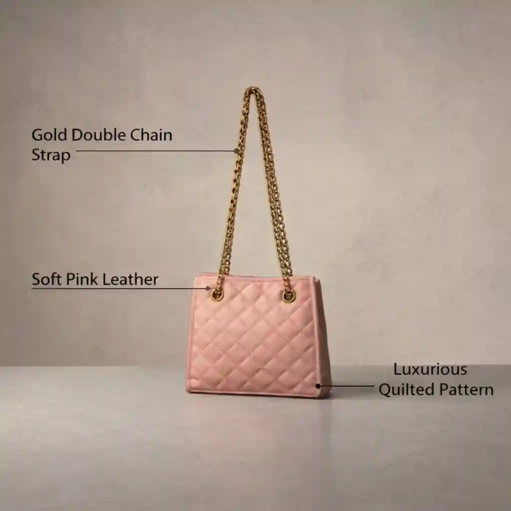 Blush Royale Quilted Chain Handbag Pink