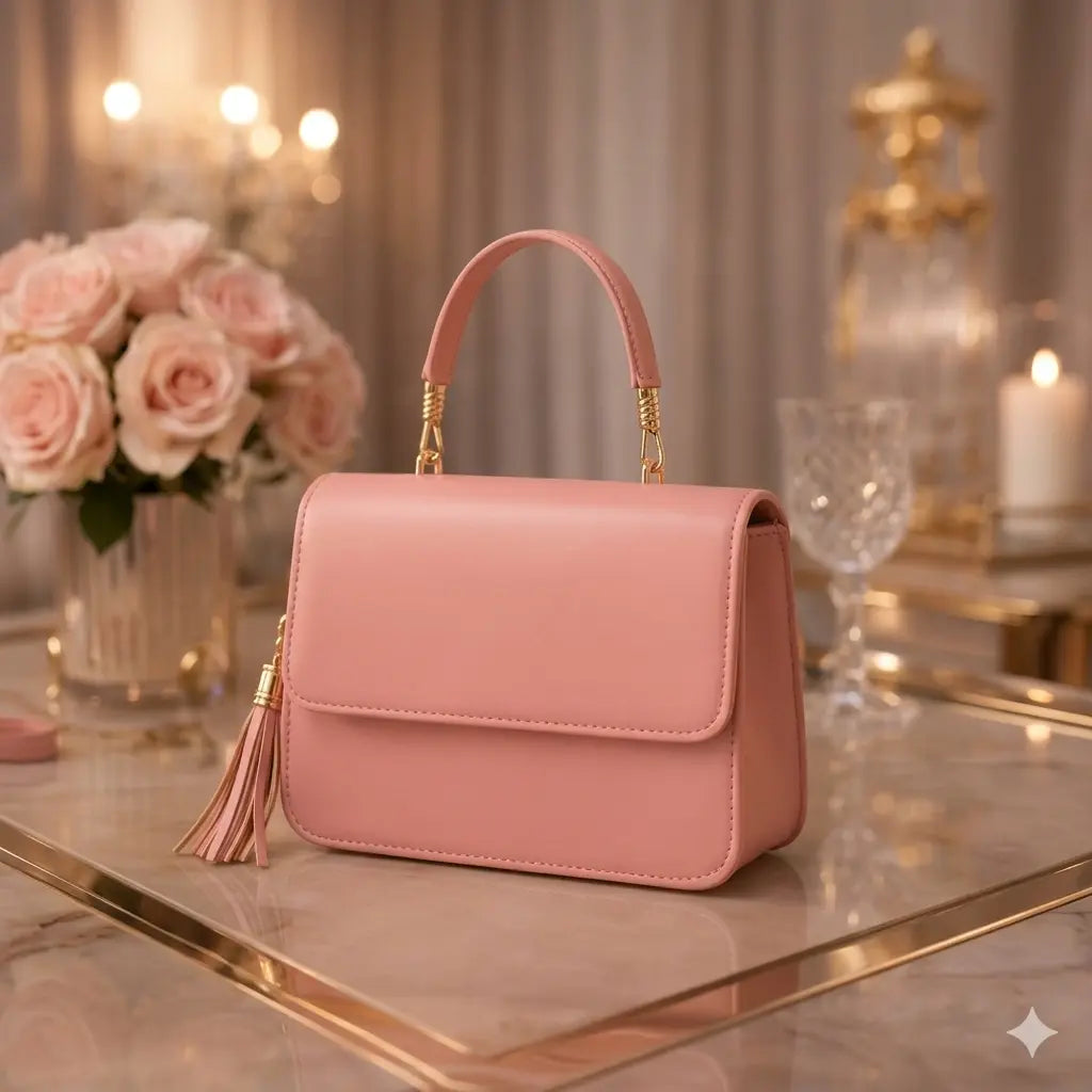 Zyvia Pink PU Leather Handbag for Women - IK ROYAL GALLERY