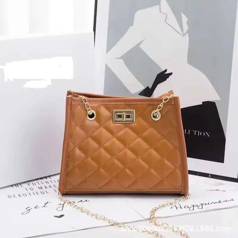 Blush Royale Quilted Chain Handbag Brown