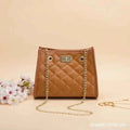 Blush Royale Quilted Chain Handbag Brown