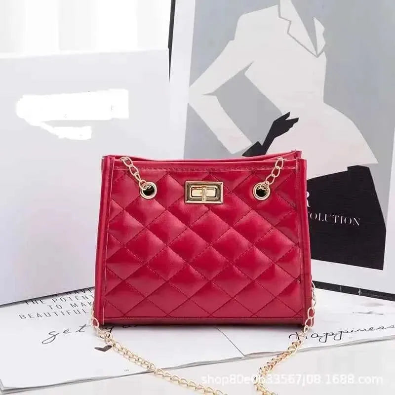 Blush Royale Quilted Chain Handbag Maroon