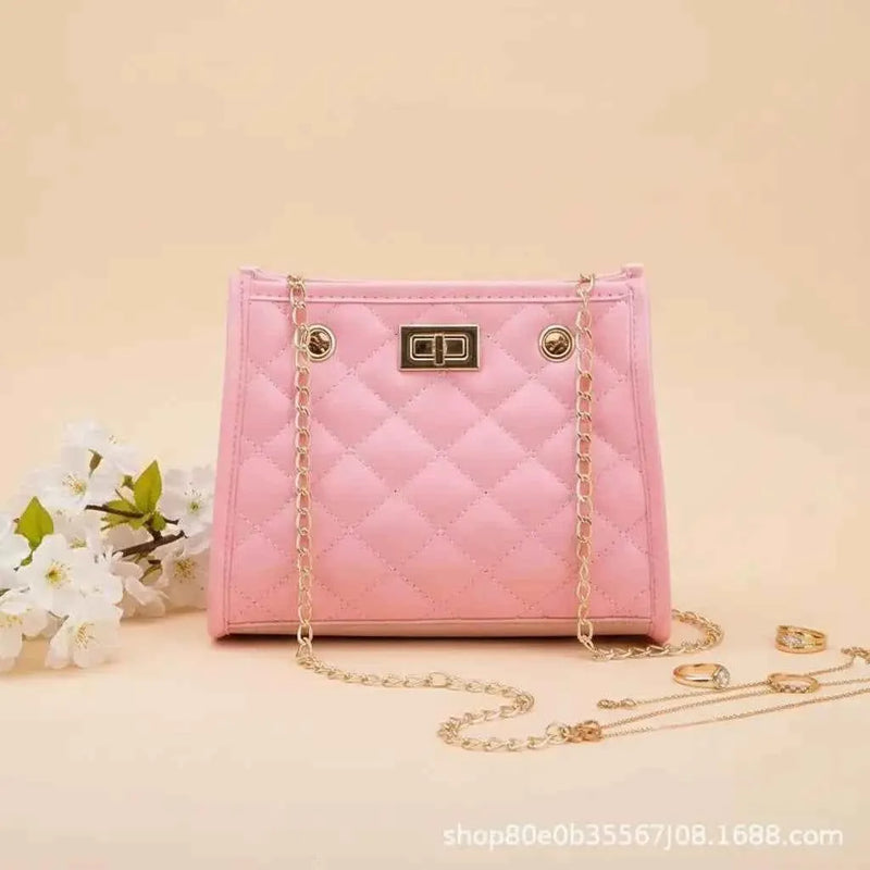 Blush Royale Quilted Chain Handbag Pink
