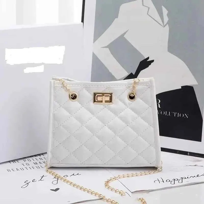 Blush Royale Quilted Chain Handbag White