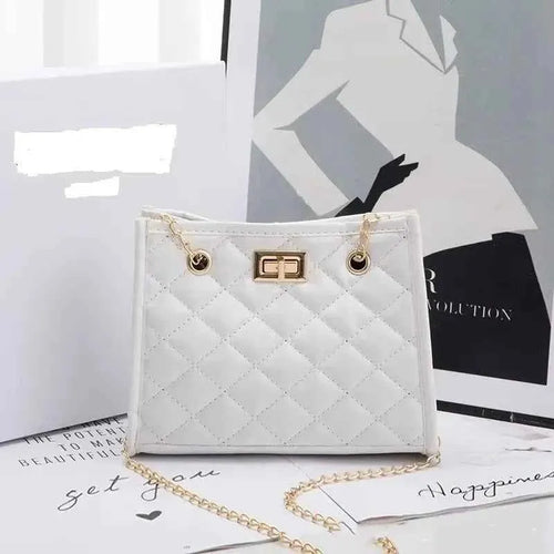 Blush Royale Quilted Chain Handbag White