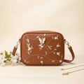 Embroidered Butterfly Brown Crossbody Bag | Stylish Chic Purse