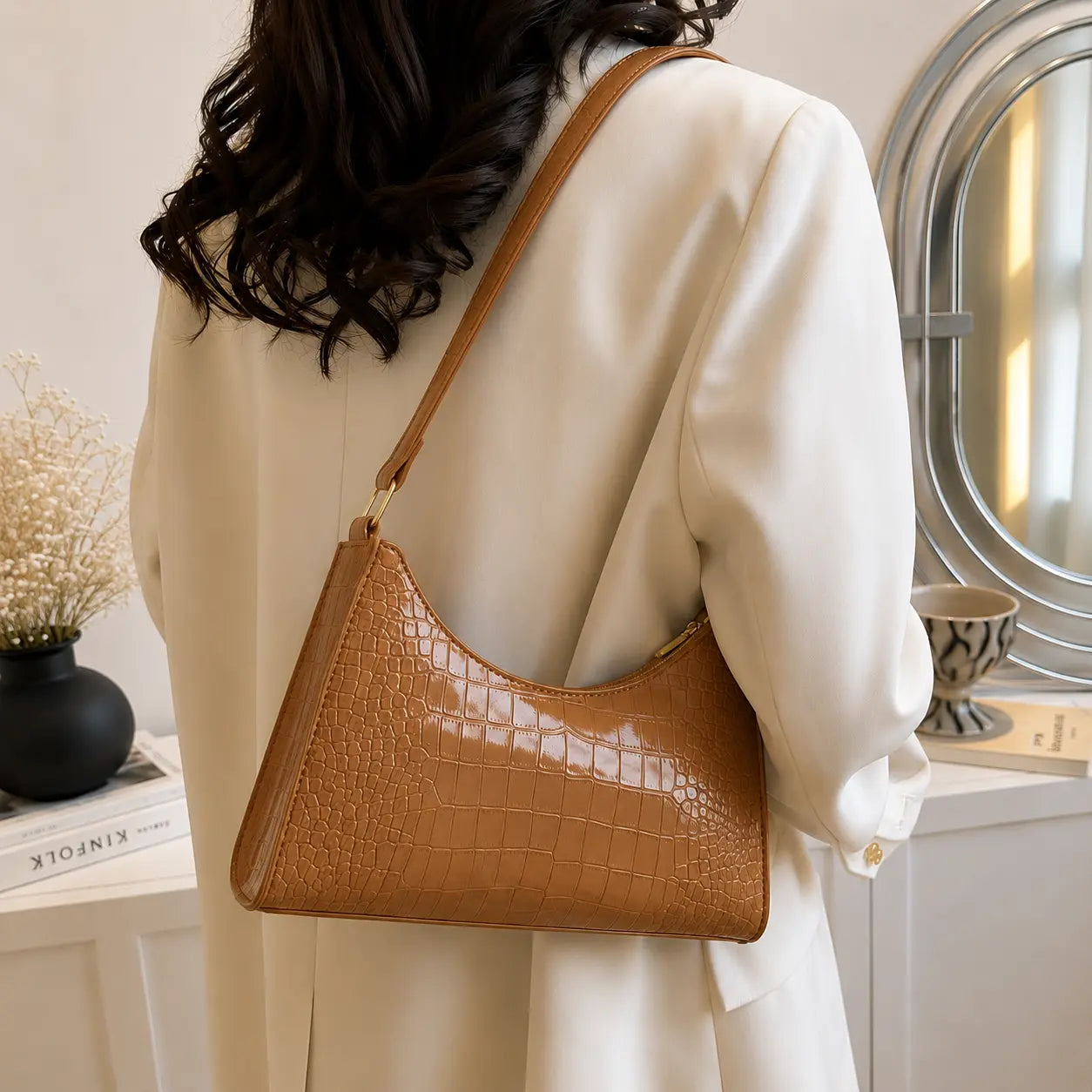 Obsidian Royale Croco Bag Caramel Brown - IK Royal Gallery