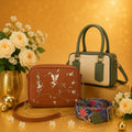 Luxury Everyday Bag Combo-Crossbody + Top Handle + Floral Strap