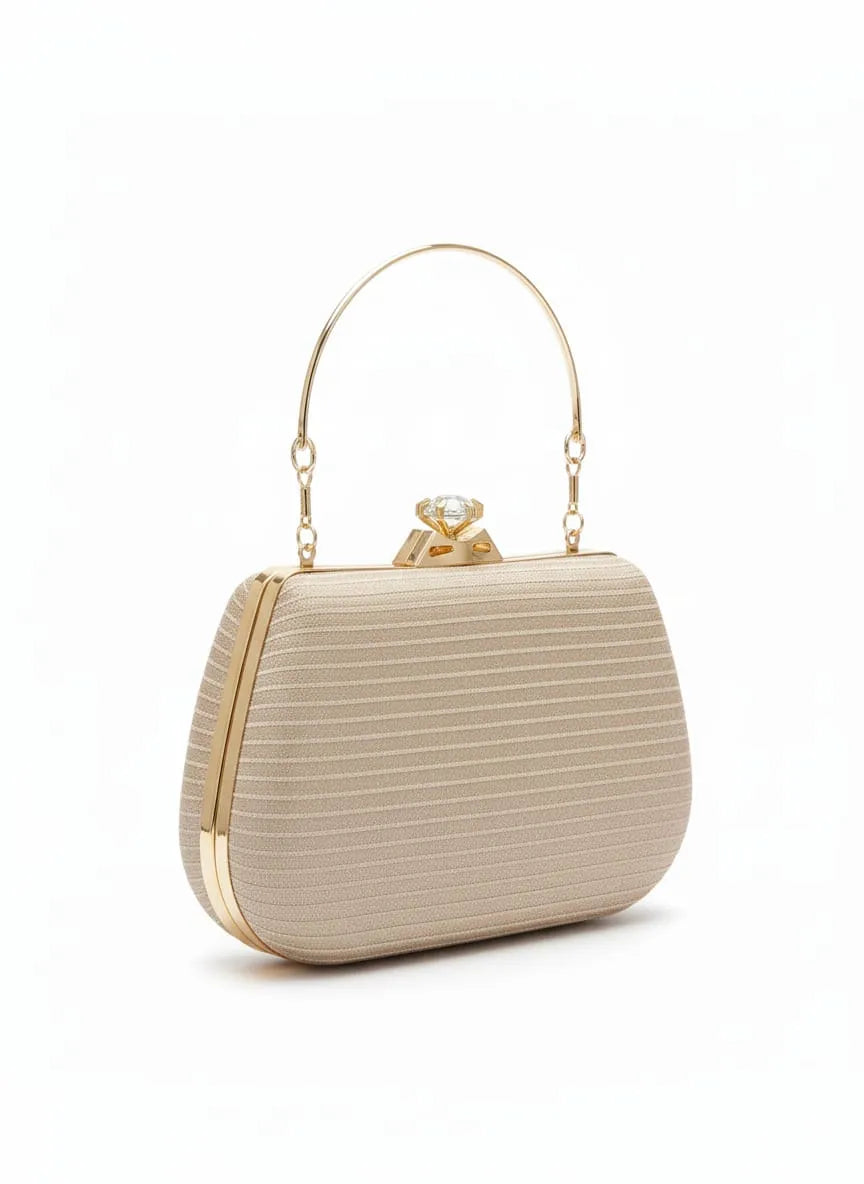 Crystal Crown Gold Evening Clutch with Chain Strap Luxury Bag