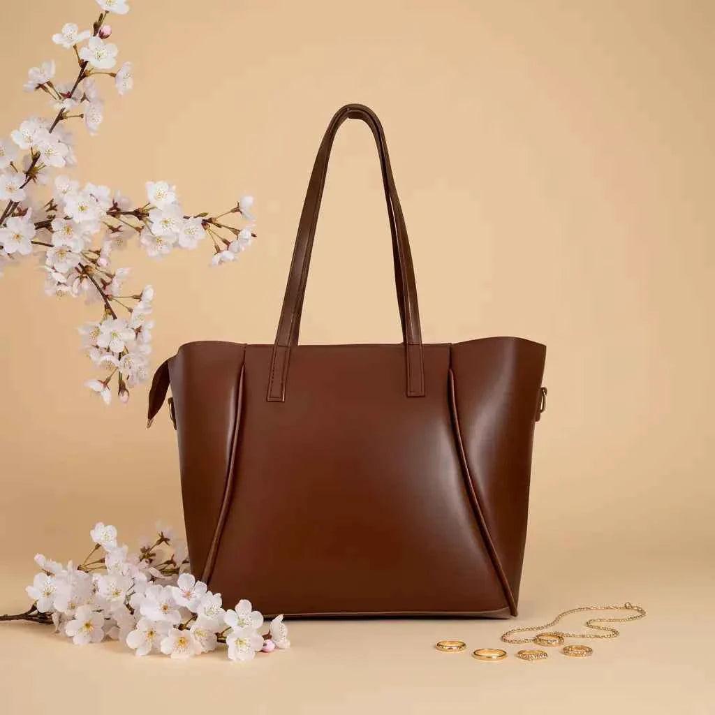Zarya Dark Brown Tote Bag for Women – Premium Stylish Shoulder Handbag | IK Royal Gallery