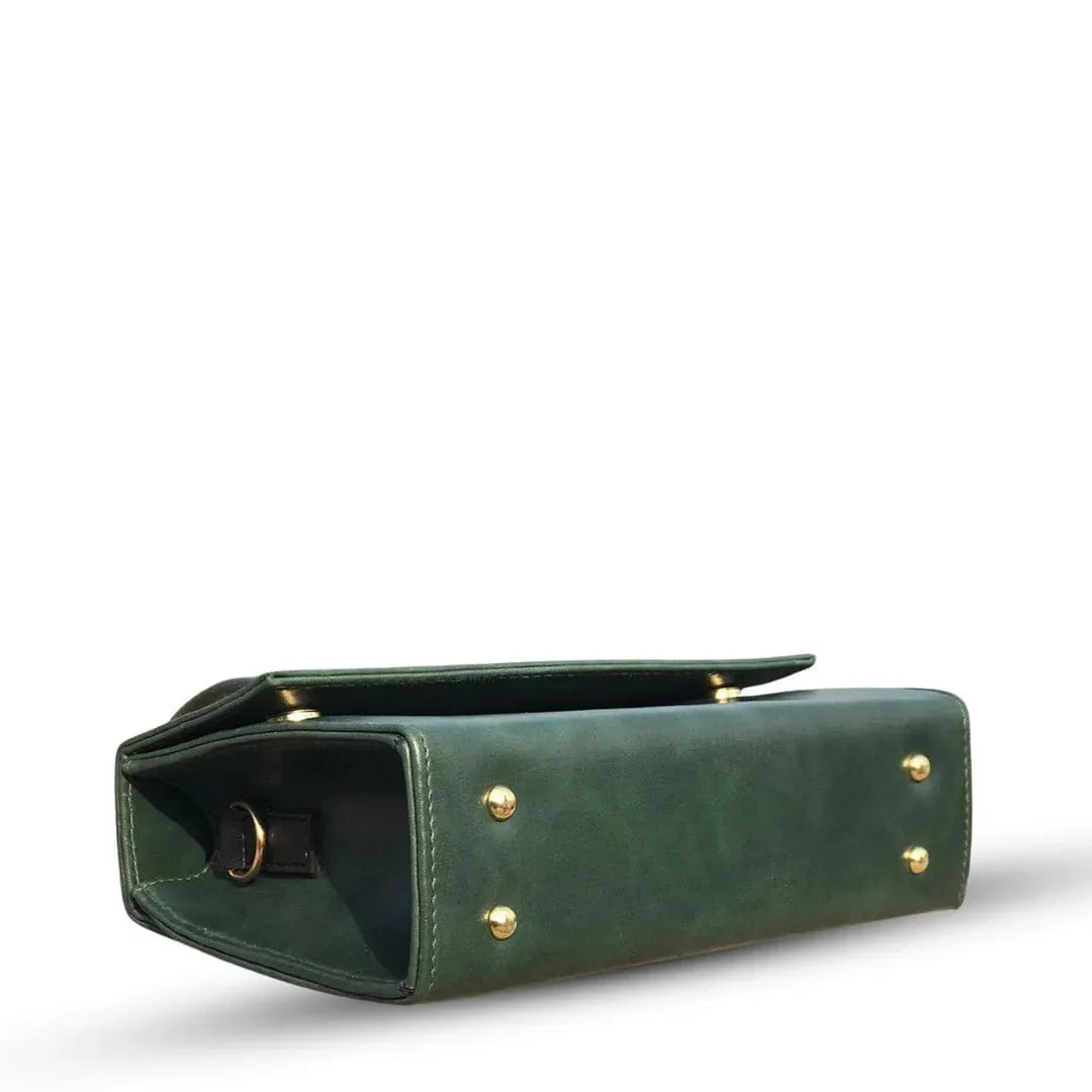 Elegant Green top handle bag for women, structured & chic style