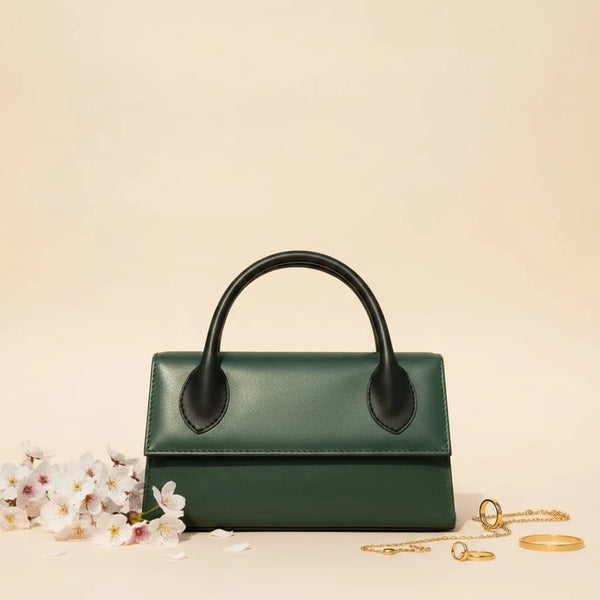 Elegant Green top handle bag for women, structured & chic style