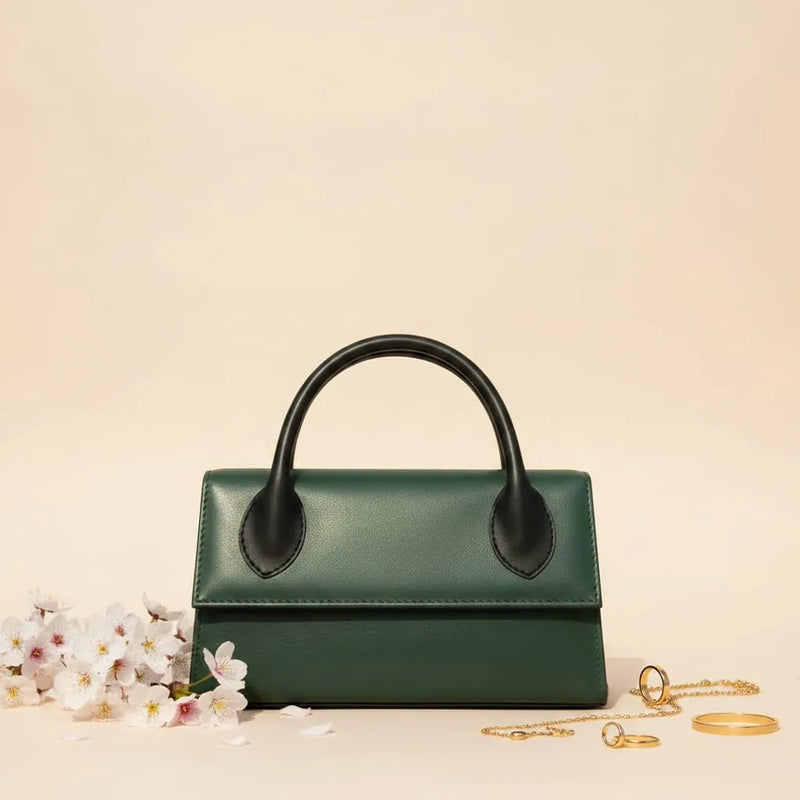 Elegant Green top handle bag for women, structured & chic style