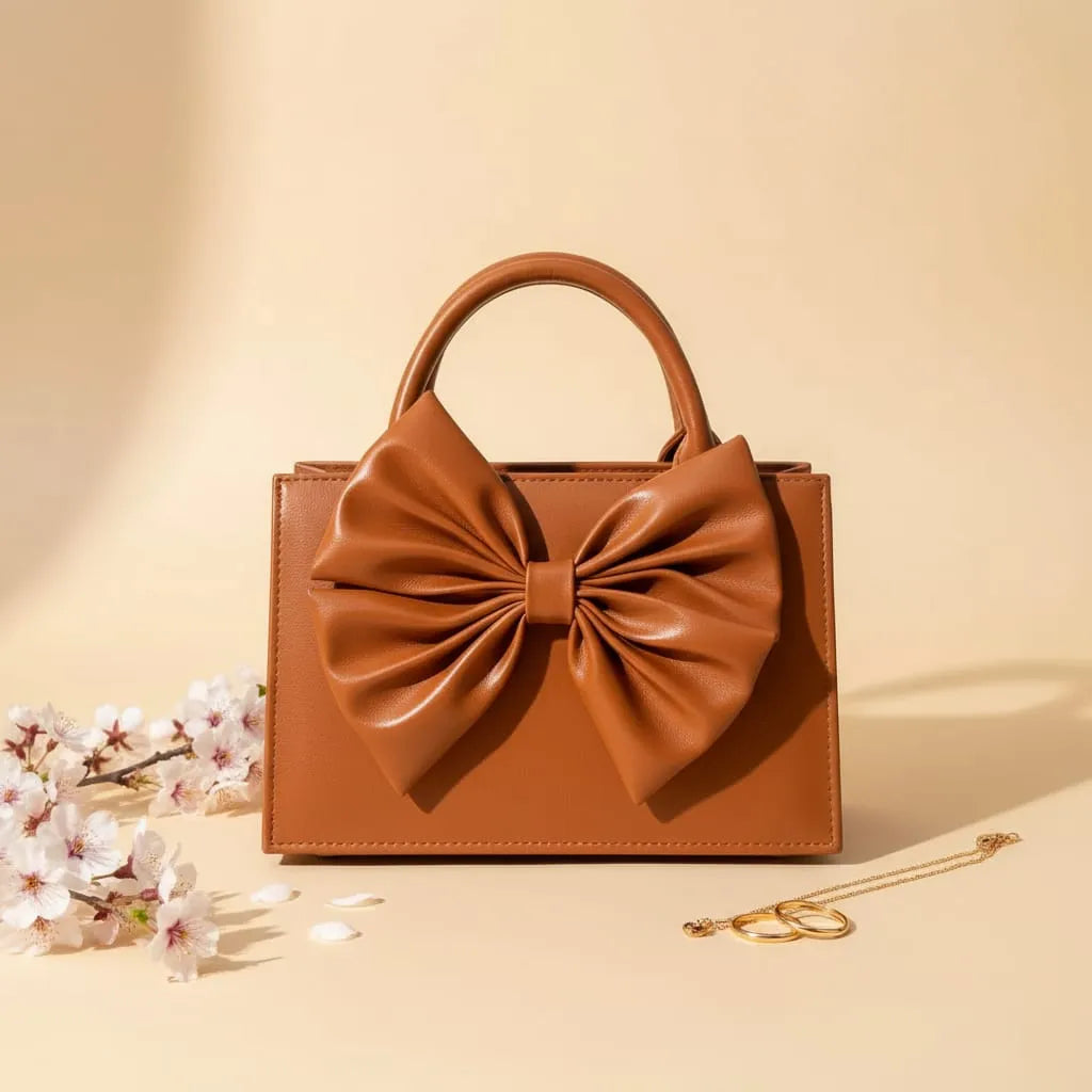 Fleur Bow Camel Handbag for Women - In Pakistan