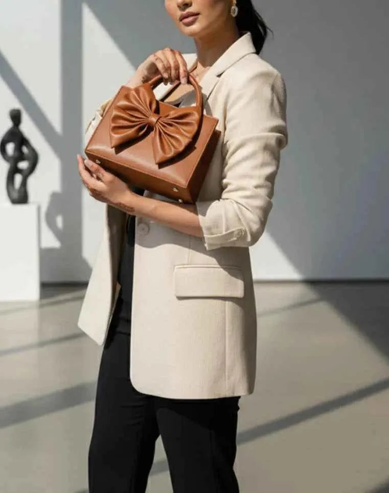 Fleur Bow Camel Handbag for Women - In Pakistan