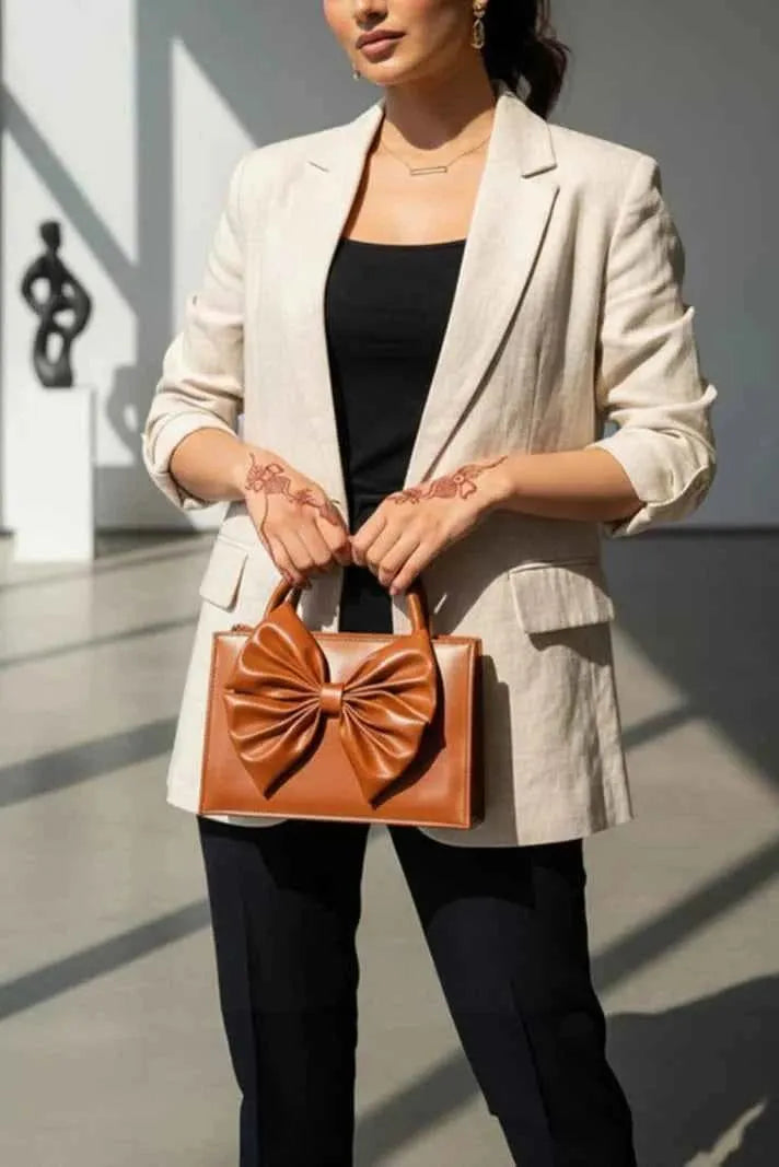 Fleur Bow Camel Handbag for Women - In Pakistan