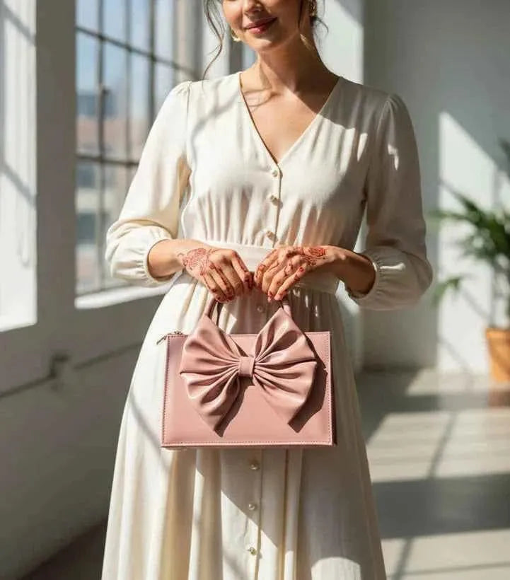 Fleur Bow Pink Handbag for Women - In Pakistan
