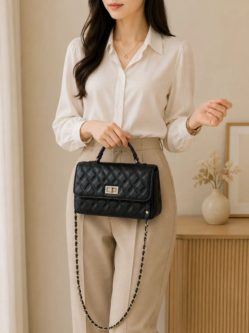 Elegant Quilted HAR-4 Black Women’s Handbag – Stylish Designer Bag by IK Royal Gallery