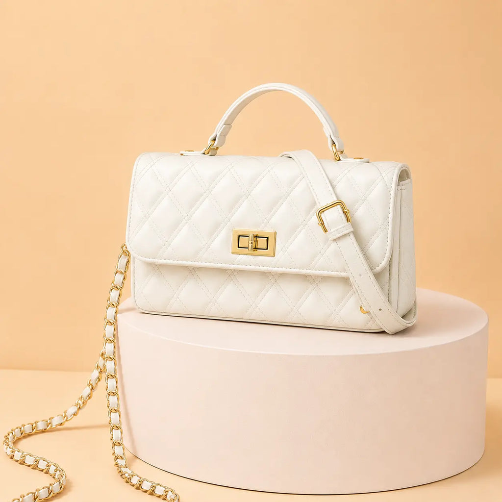 Elegant Quilted HAR-4 White Women’s Handbag – Stylish Designer Bag by IK Royal Gallery