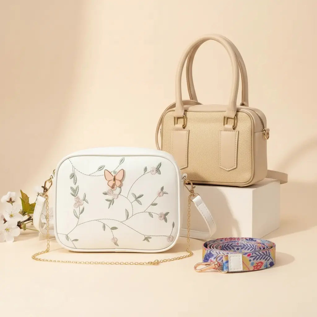 Get Everyday Bag Combo – Crossbody + Top Handle + Floral Strap