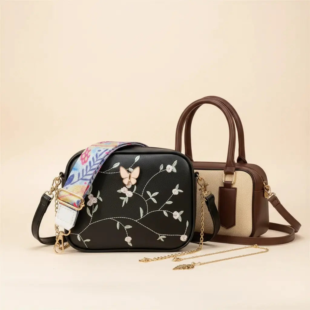 Get Everyday Bag Combo – Crossbody + Top Handle + Floral Strap