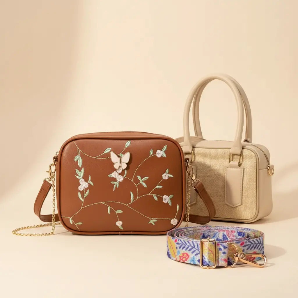 Get Everyday Bag Combo – Crossbody + Top Handle + Floral Strap